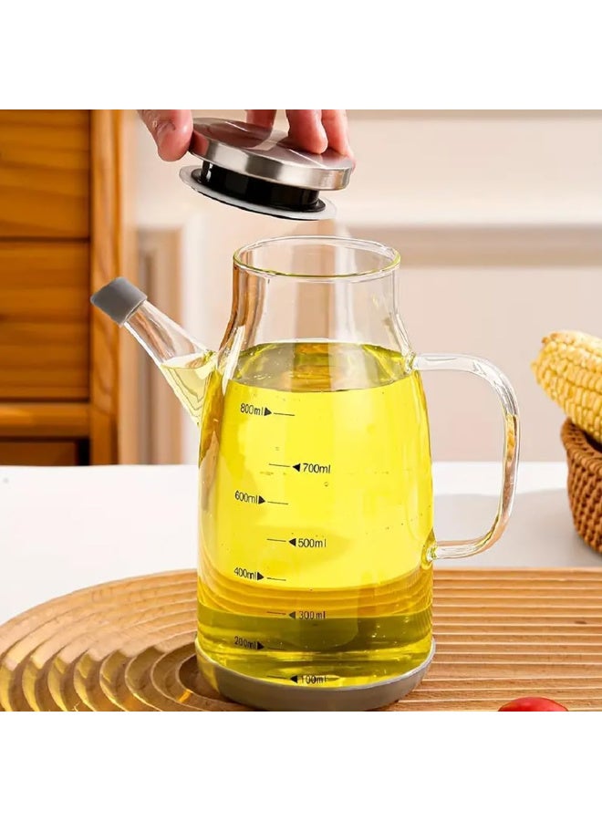 Orchid Glass Oil Kettle with Handle & Spout, Borosilicate Glass Oil Dispenser Bottle for Kitchen, Transparent Cooking Oil Vinegar Pourer, Easy-Pour Drip-Free Oil Pot (Transparent, 600, Milliliters) - Image 3